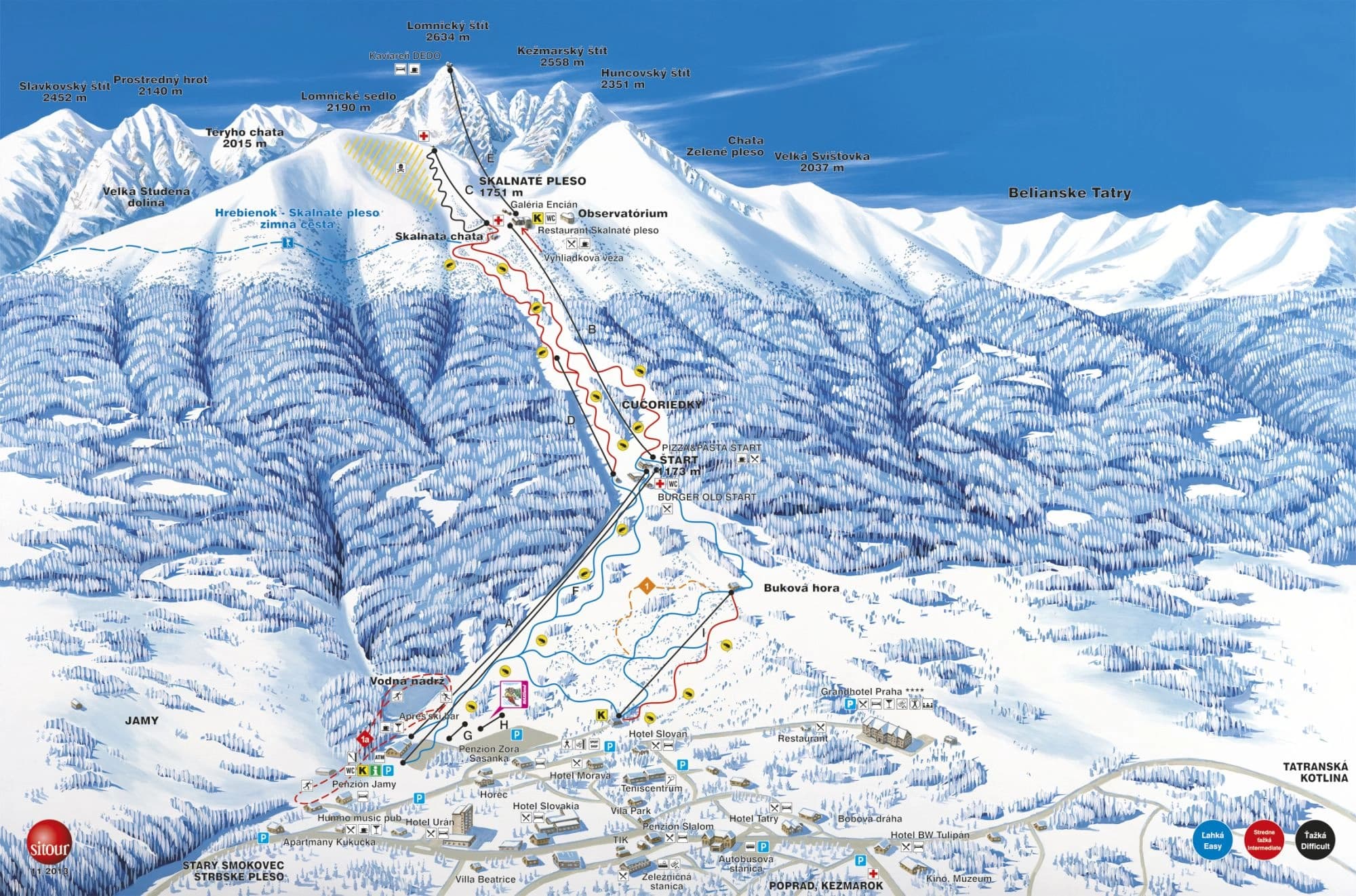 Lomnické sedlo - lyžiarske stredisko v okolí Apartmánov Terra, vzdialenosť 9 km - Najvyššie položené lyžiarske stredisko na Slovensku s náročnými zjazdovkami.